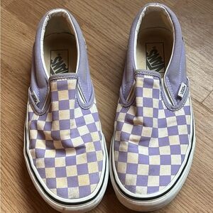 Vans Women's Purple and Cream Checkered Sneakers